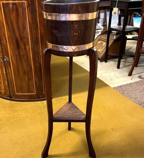 Antique Oak Barrel Planter by R.A. Lister Co Ltd Dursley England